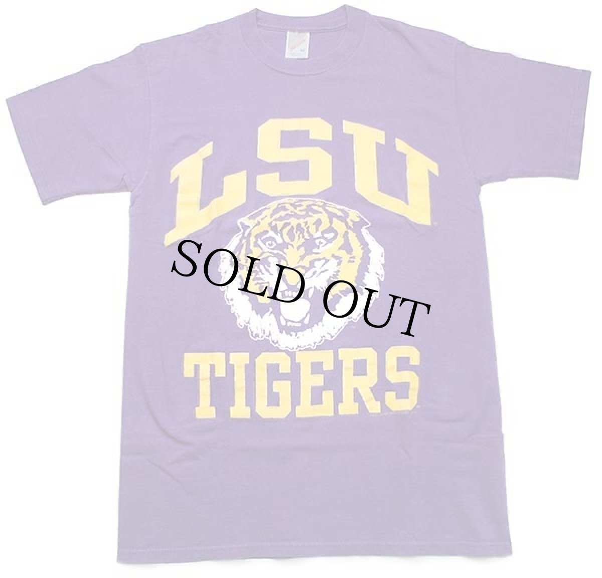 画像1: 90s USA製 LSU TIGERS タイガー コットンTシャツ 紫 M (1)