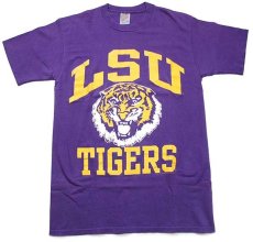 画像1: 90s USA製 LSU TIGERS タイガー コットンTシャツ 紫 M (1)