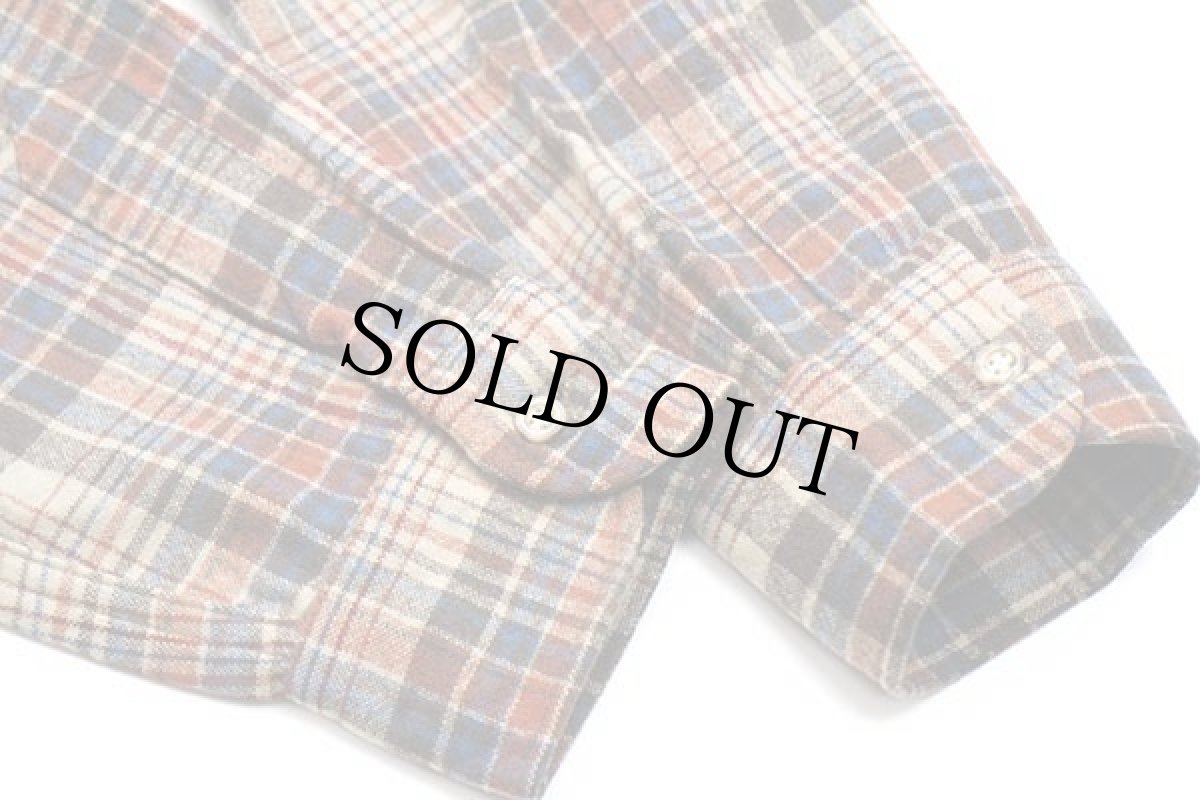 画像6: 70s PENDLETONペンドルトン LOBO チェック エルボーパッチ付き ウールシャツ M (6)