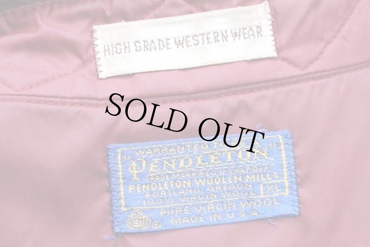 画像4: 70s USA製 PENDLETONペンドルトン 無地 ウール ウエスタンシャツ バーガンディ XL (4)