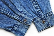 画像6: 90s LAVISH JEANS ロゴ刺繍 ケミカルウォッシュ デニムシャツ 4★アシッド (6)