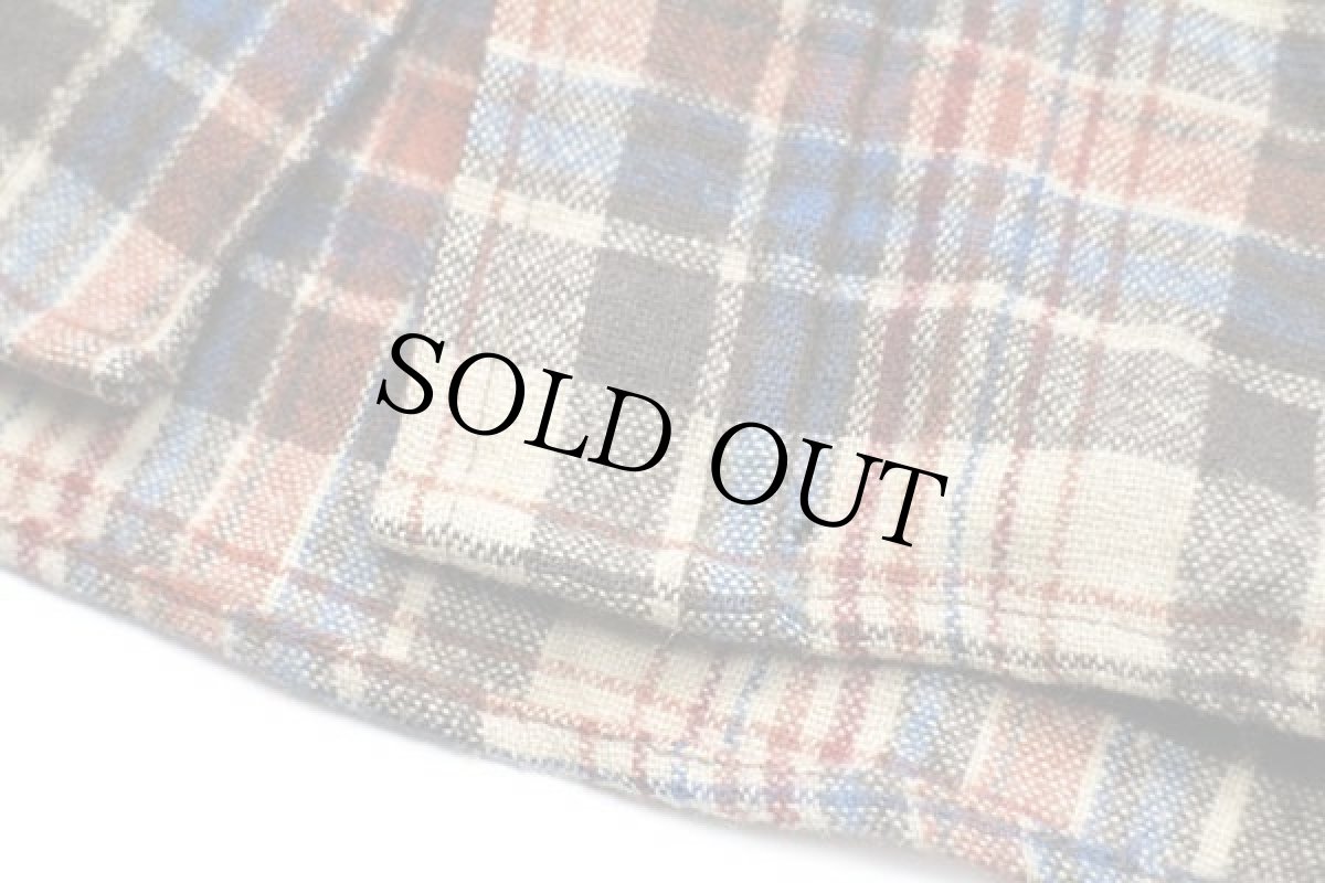 画像7: 70s PENDLETONペンドルトン LOBO チェック エルボーパッチ付き ウールシャツ M (7)