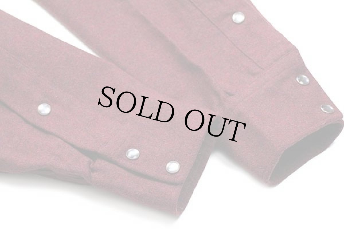 画像6: 70s USA製 PENDLETONペンドルトン 無地 ウール ウエスタンシャツ バーガンディ XL (6)