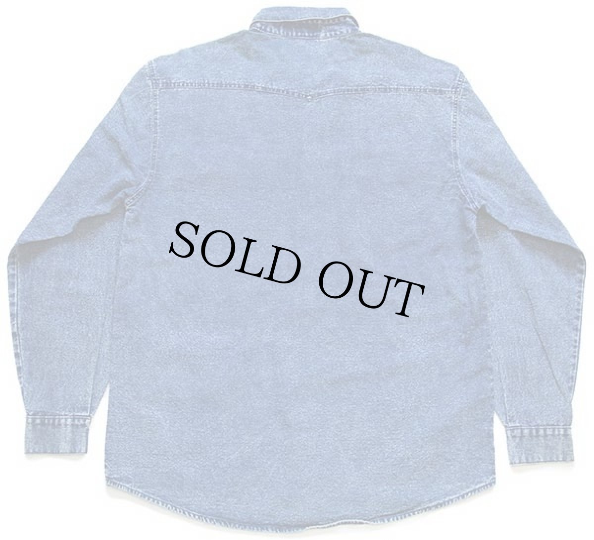 画像2: 90s LAVISH JEANS ロゴ刺繍 ケミカルウォッシュ デニムシャツ 4★アシッド (2)