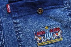 画像5: 90s LAVISH JEANS ロゴ刺繍 ケミカルウォッシュ デニムシャツ 4★アシッド (5)