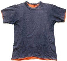 画像7: 80s Championチャンピオン STATE UNIVERSITY COBLESKILL 染み込みプリント コットン リバーシブルTシャツ オレンジ×黒 フェード★墨黒 (7)