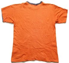 画像2: 80s Championチャンピオン STATE UNIVERSITY COBLESKILL 染み込みプリント コットン リバーシブルTシャツ オレンジ×黒 フェード★墨黒 (2)