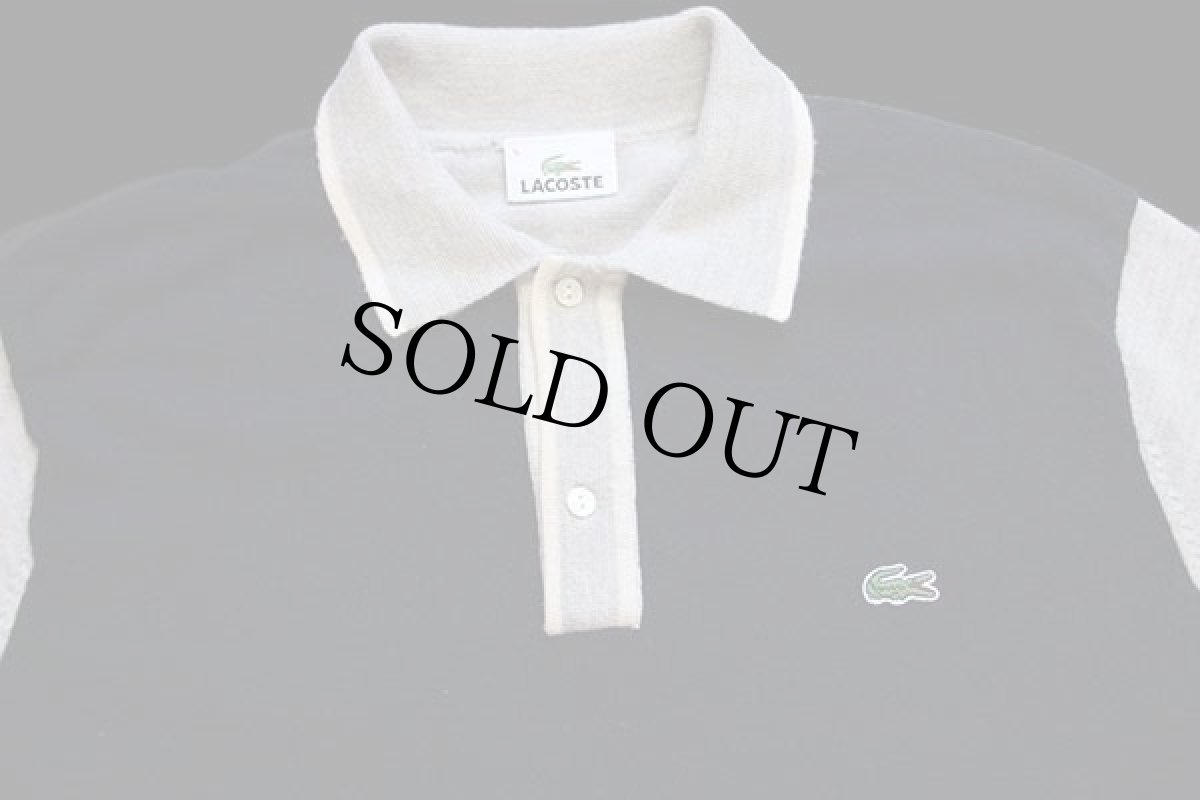 画像3: 90s LACOSTE ラコステ ツートン 切り替え ウールニット ポロシャツ 濃紺×グレー 6 (3)