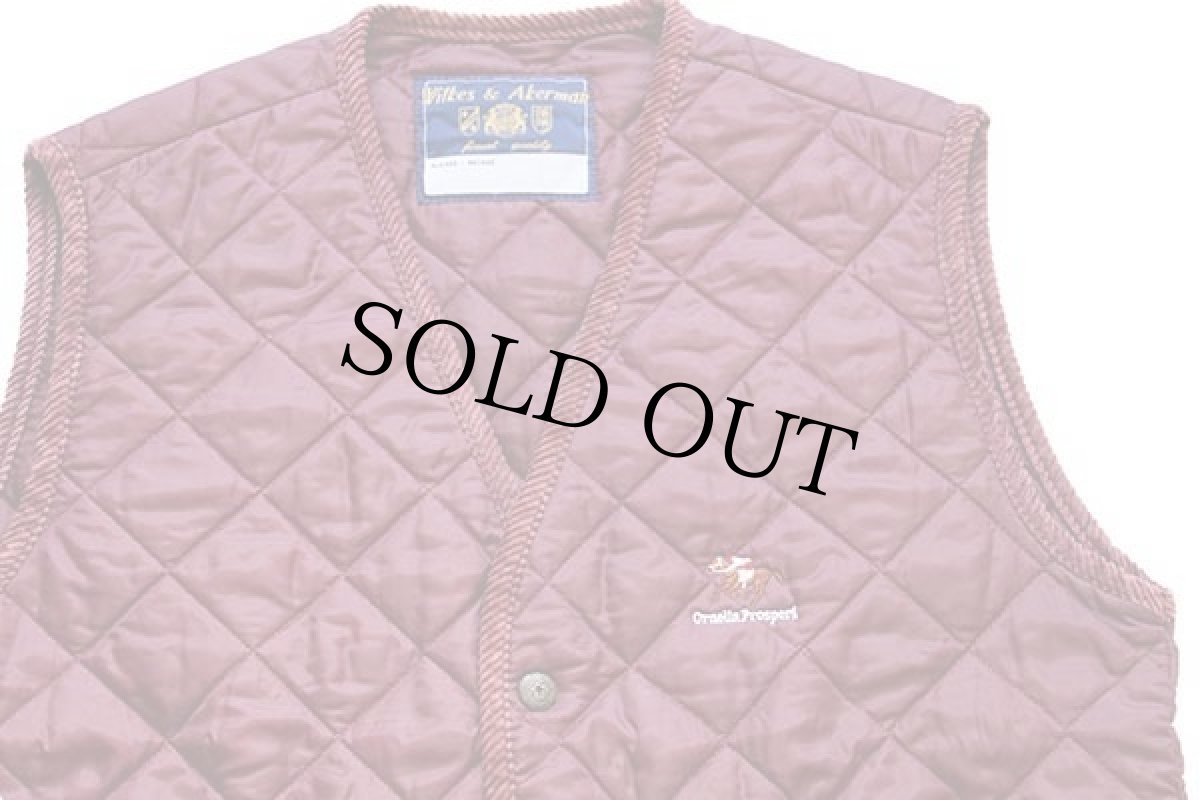 画像3: 90s イタリア製 Wilkes&Akerman Ornella Prosperi 刺繍 ナイロン キルティングベスト ワインレッド (3)