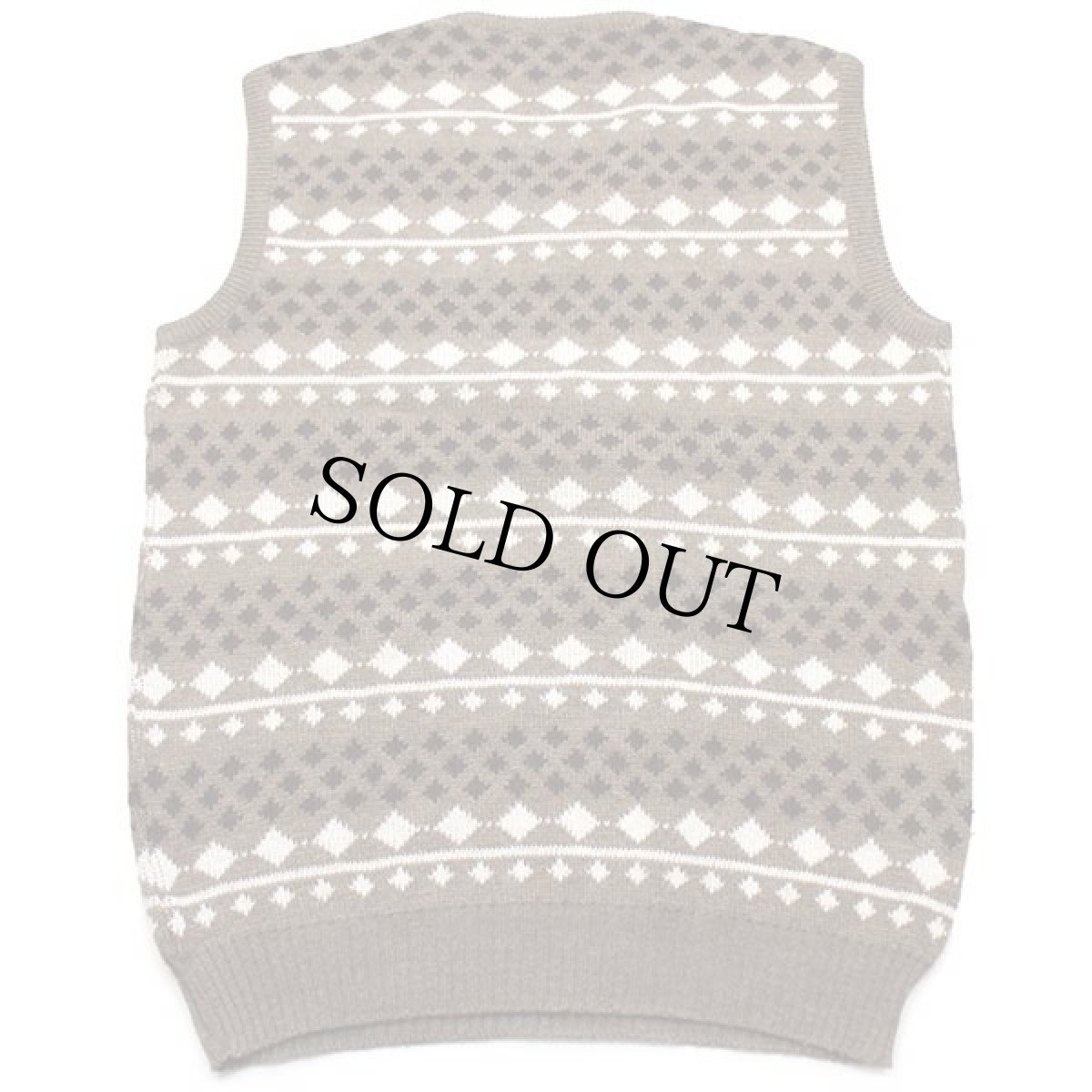 画像2: デッドストック★90s フランス製 Bhathaus 総柄 Vネック アクリル×ウールニット ベスト セーター (2)