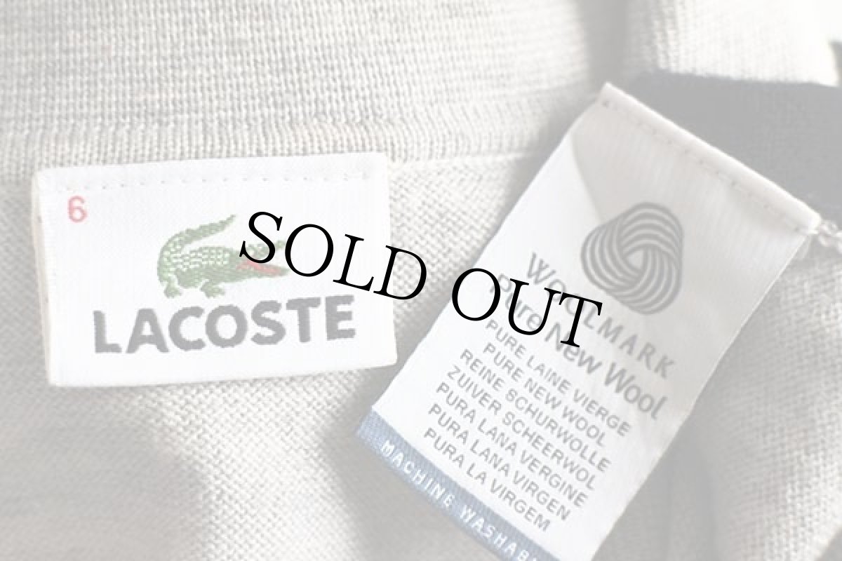 画像4: 90s LACOSTE ラコステ ツートン 切り替え ウールニット ポロシャツ 濃紺×グレー 6 (4)