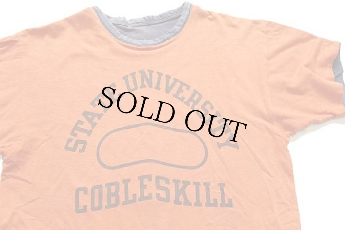 画像3: 80s Championチャンピオン STATE UNIVERSITY COBLESKILL 染み込みプリント コットン リバーシブルTシャツ オレンジ×黒 フェード★炭黒 (3)