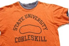 画像3: 80s Championチャンピオン STATE UNIVERSITY COBLESKILL 染み込みプリント コットン リバーシブルTシャツ オレンジ×黒 フェード★炭黒 (3)