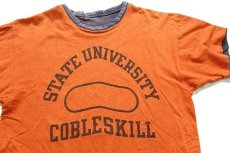 画像3: 80s Championチャンピオン STATE UNIVERSITY COBLESKILL 染み込みプリント コットン リバーシブルTシャツ オレンジ×黒 フェード★墨黒 (3)