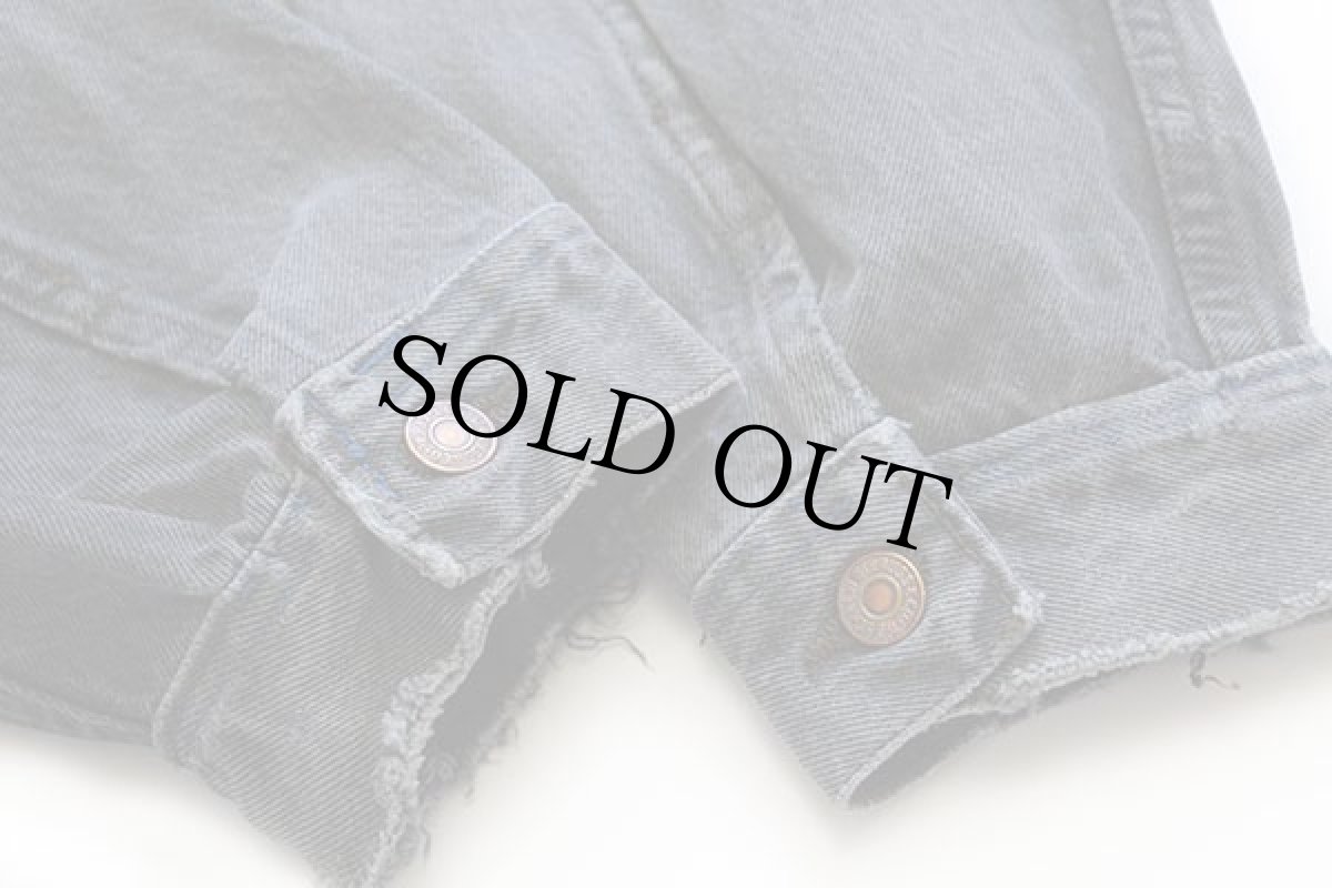 画像7: 80s USA製 Levi'sリーバイス 70506 ブラック デニムジャケット 4ポケット 後染め カスタム ボロ 46 (7)