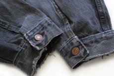 画像7: 80s USA製 Levi'sリーバイス 70506 ブラック デニムジャケット 4ポケット 後染め カスタム ボロ 46 (7)