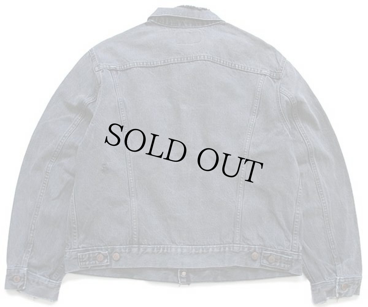 画像2: 80s USA製 Levi'sリーバイス 70506 ブラック デニムジャケット 4ポケット 後染め カスタム ボロ 46 (2)