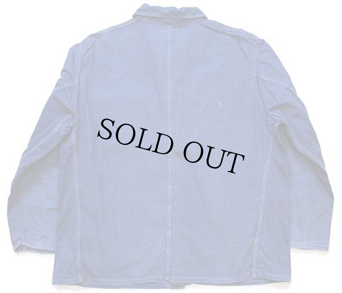 画像2: ビンテージ ユーロ ワーク HBT ヘリンボーンツイル カバーオール 紺 フェード (2)