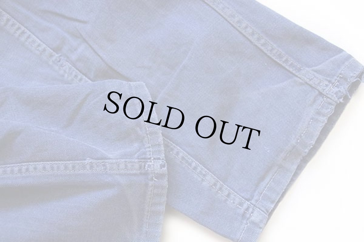 画像8: ビンテージ ユーロ ワーク HBT ヘリンボーンツイル カバーオール 紺 フェード (8)