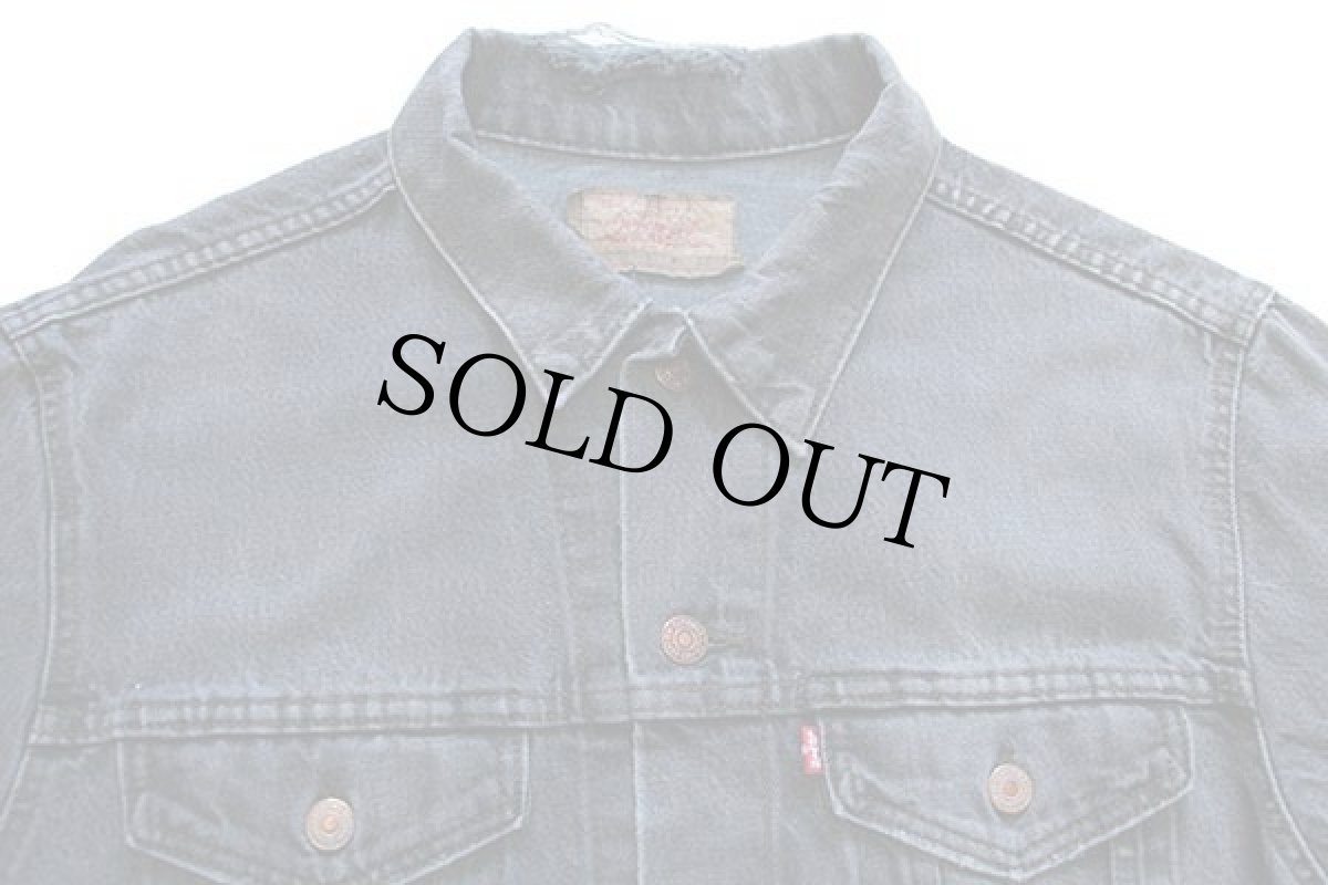 画像3: 80s USA製 Levi'sリーバイス 70506 ブラック デニムジャケット 4ポケット 後染め カスタム ボロ 46 (3)
