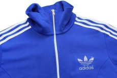 画像3: 80s adidasアディダス トレフォイル ロゴ ハイネック トラックジャケット 青×白 M★28 ジャージ (3)