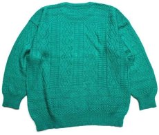 画像2: 70s フランス製 CHEMISE LACOSTE ラコステ ワンポイント 編み柄 コットンニット セーター 緑 6 (2)