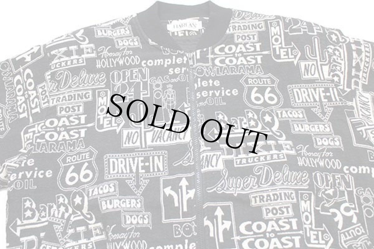 画像3: 80s USA製 HARLAN ROUTE 66 MOTEL HOLLYWOOD サインボード 総柄 ジャケット L (3)