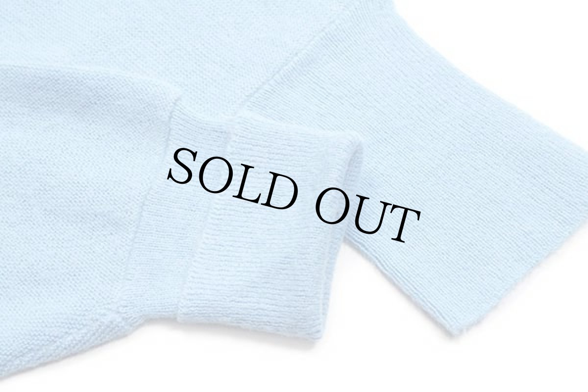 画像6: 70s IZOD LACOSTE ラコステ ワンポイント パール編み アクリルニット カーディガン 水色 M (6)