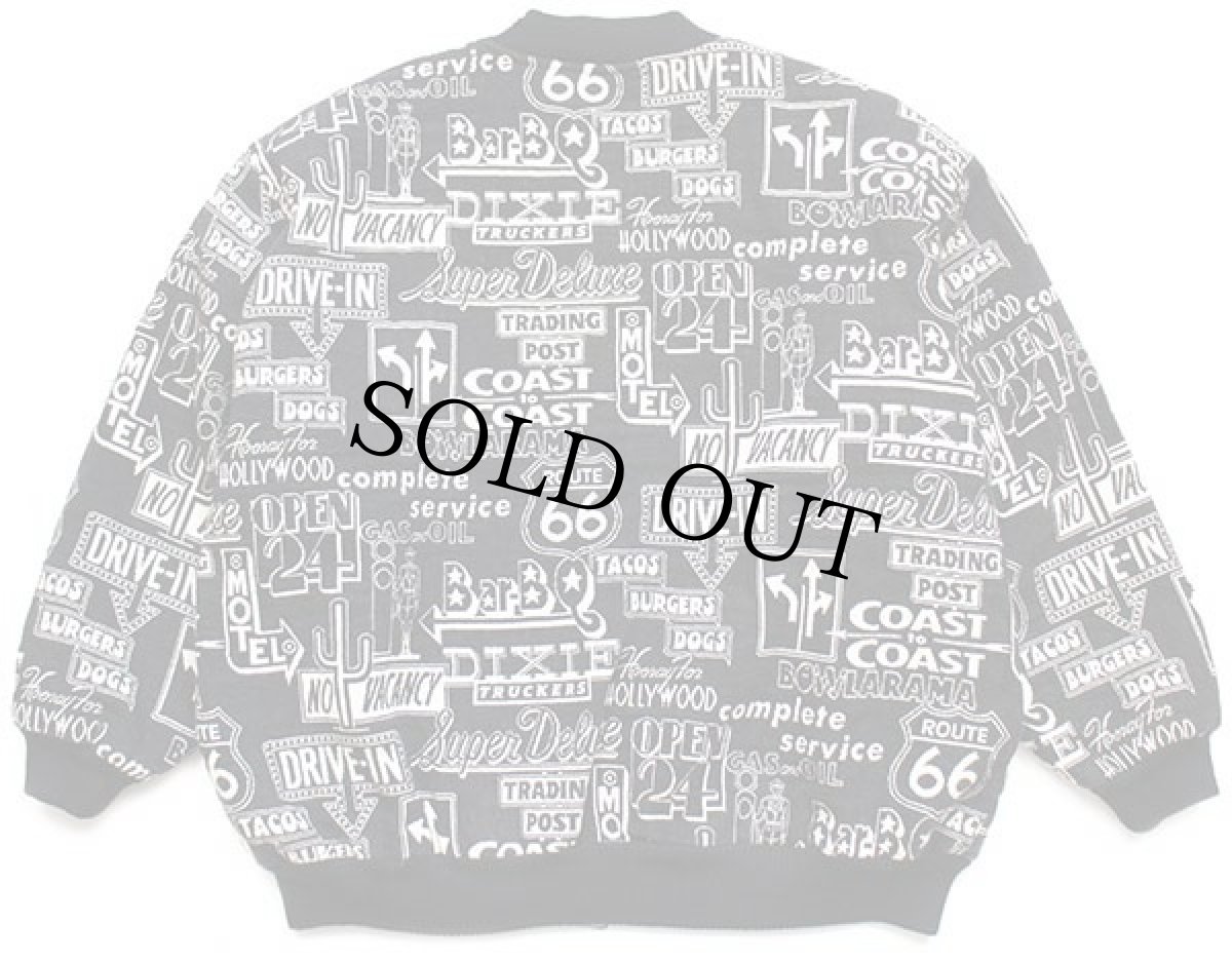 画像2: 80s USA製 HARLAN ROUTE 66 MOTEL HOLLYWOOD サインボード 総柄 ジャケット L (2)