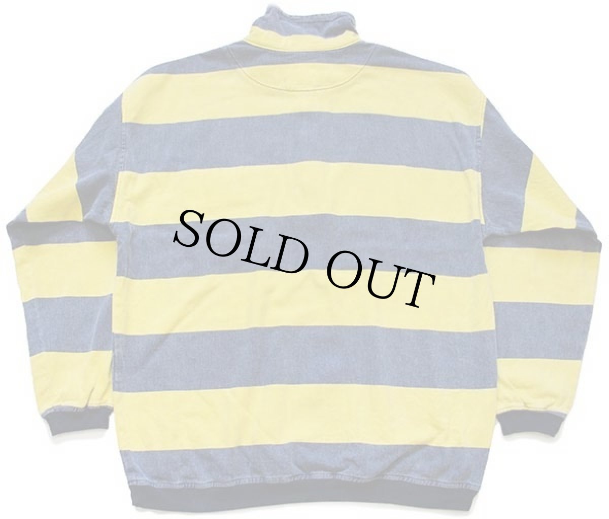 画像2: 90s OUTRAGE MARINE 太ボーダー ハーフジップ プルオーバー コットンジャケット 薄紺×黄 L (2)