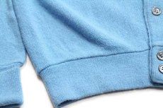 画像5: 70s IZOD LACOSTE ラコステ ワンポイント パール編み アクリルニット カーディガン 水色 M (5)