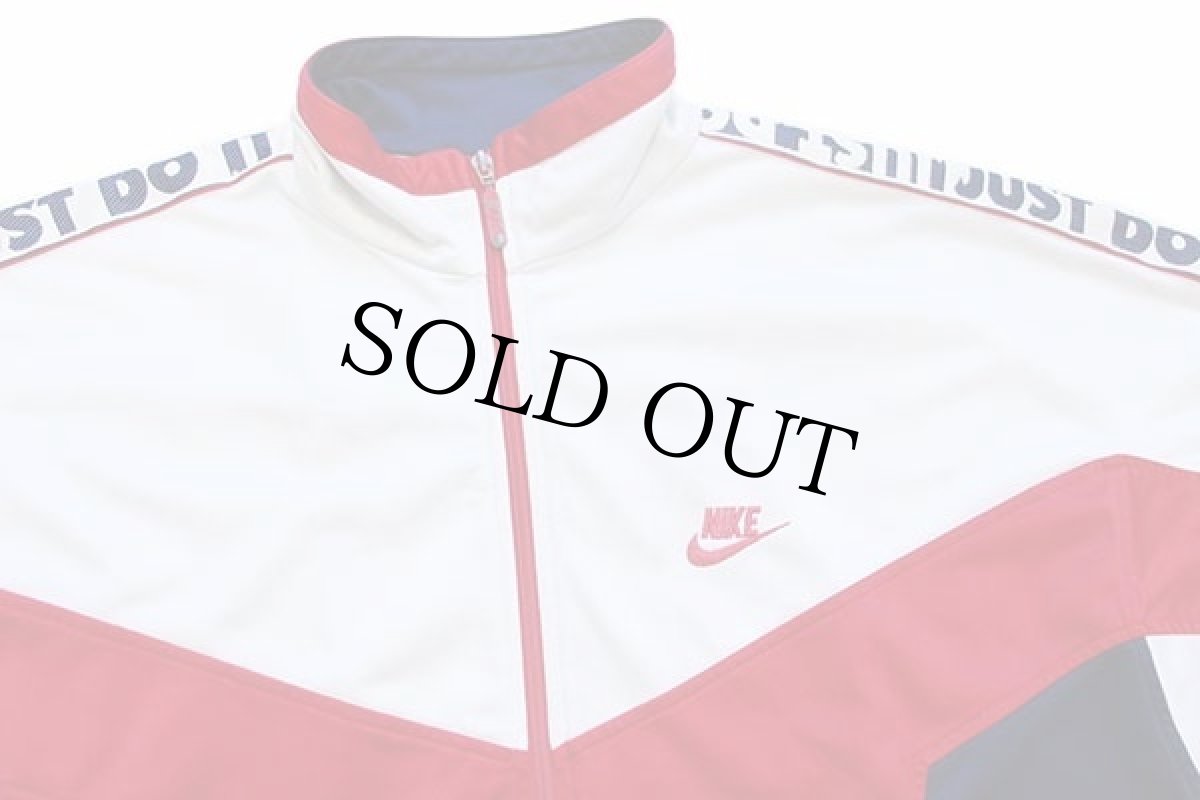 画像3: 00s NIKEナイキ ロゴ刺繍 JUST DO IT テープ付き マルチカラー 切り替え トラックジャケット★ジャージ (3)