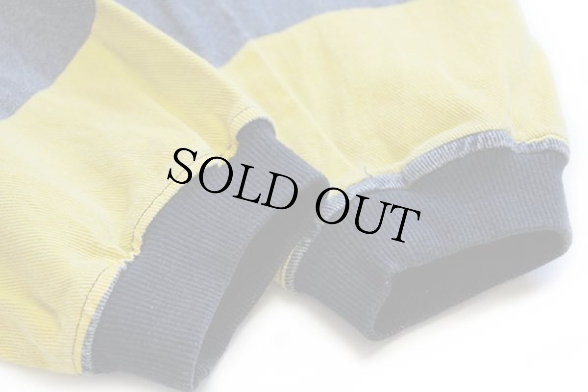 画像6: 90s OUTRAGE MARINE 太ボーダー ハーフジップ プルオーバー コットンジャケット 薄紺×黄 L (6)