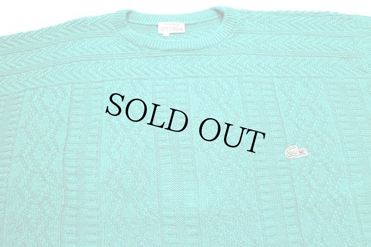 画像3: 70s フランス製 CHEMISE LACOSTE ラコステ ワンポイント 編み柄 コットンニット セーター 緑 6 (3)