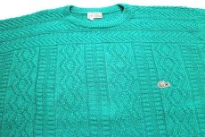 画像3: 70s フランス製 CHEMISE LACOSTE ラコステ ワンポイント 編み柄 コットンニット セーター 緑 6 (3)