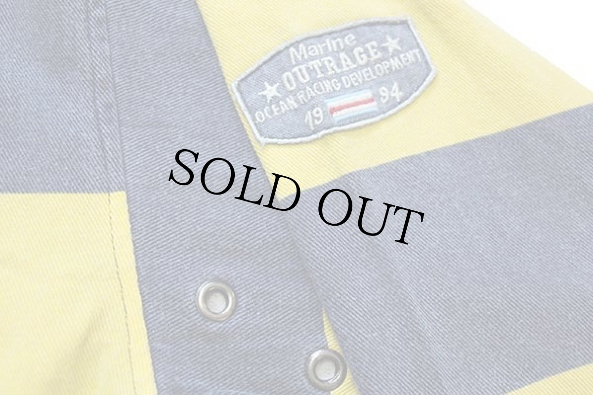 画像5: 90s OUTRAGE MARINE 太ボーダー ハーフジップ プルオーバー コットンジャケット 薄紺×黄 L (5)