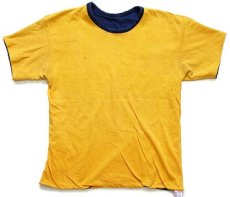 画像6: 80s USA製 Championチャンピオン PHYSICAL EDUCATION 156 UW-OSHKOSH ひび割れプリント コットン リバーシブルTシャツ紺×黄 (6)