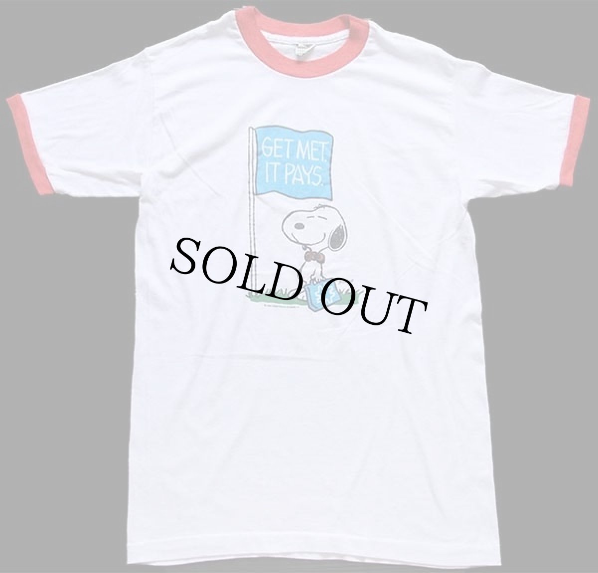 画像2: 80s USA製 GET MET. IT PAYS. スヌーピー リンガーTシャツ 白×赤 (2)