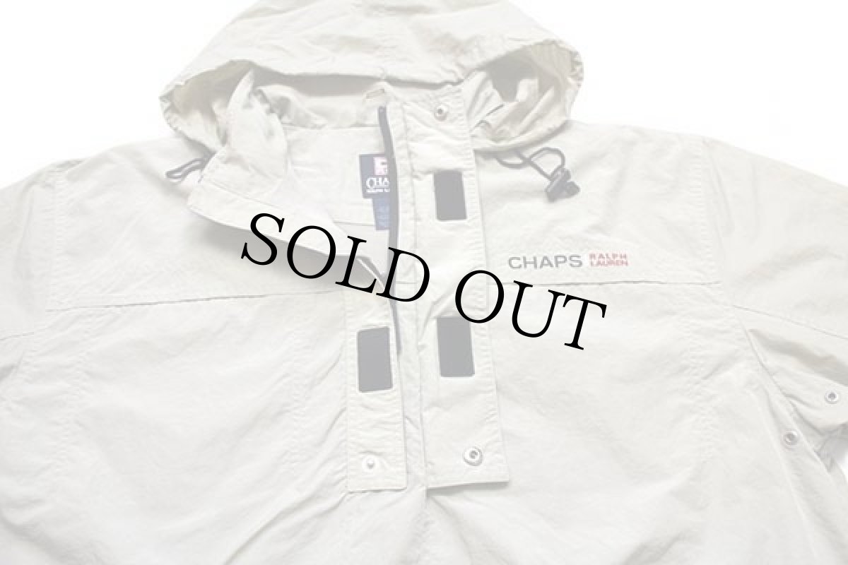 画像3: 00s CHAPS ラルフローレン ロゴ刺繍 ハーフジップ プルオーバー ナイロンジャケット グレーベージュL (3)