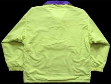 画像2: 90s aqua tex ハーフジップ プルオーバー ナイロンジャケット 蛍光 黄緑 L (2)