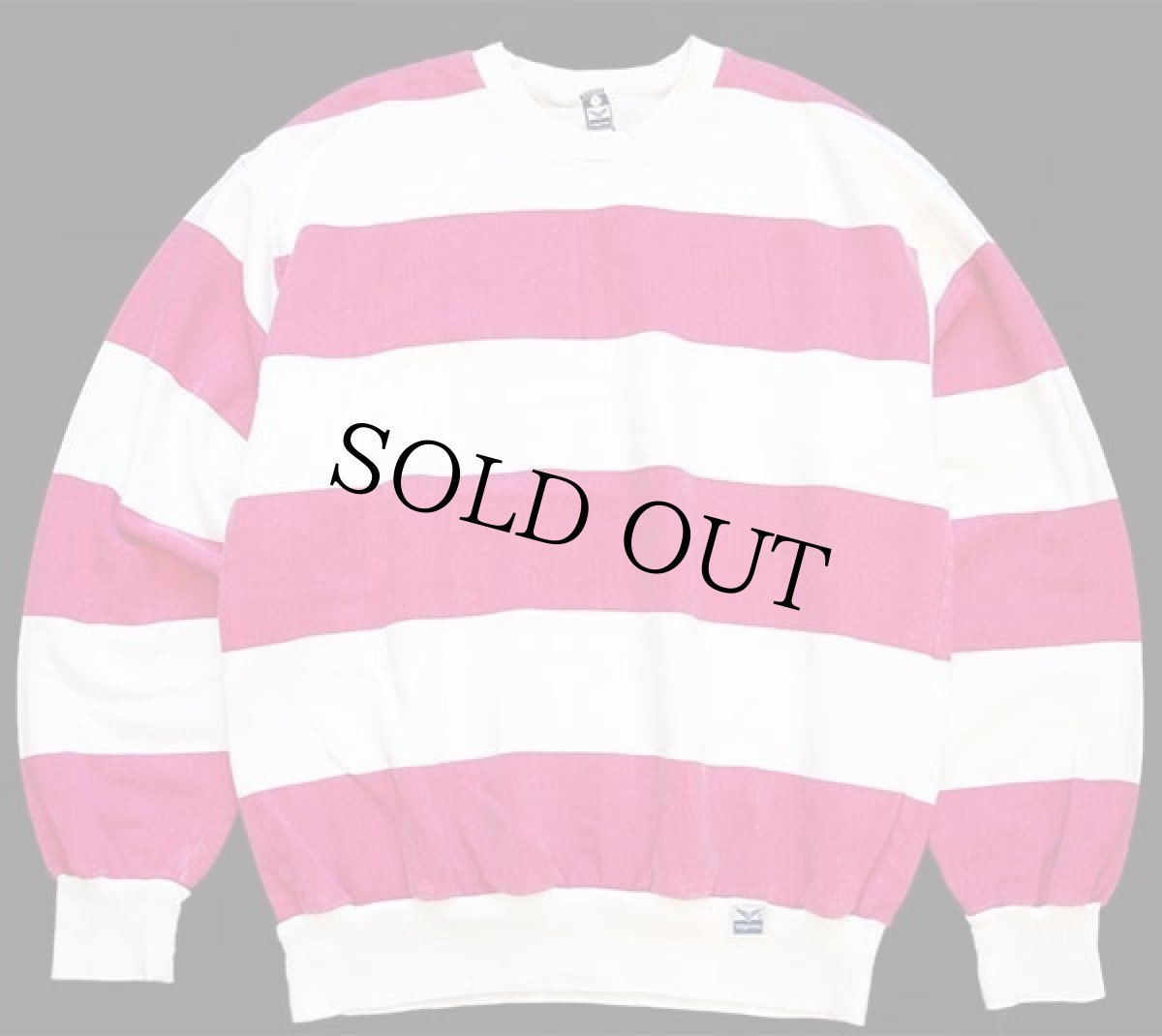 画像1: 80s 西ドイツ製 trigema 太ボーダー スウェット 白×ピンク M (1)