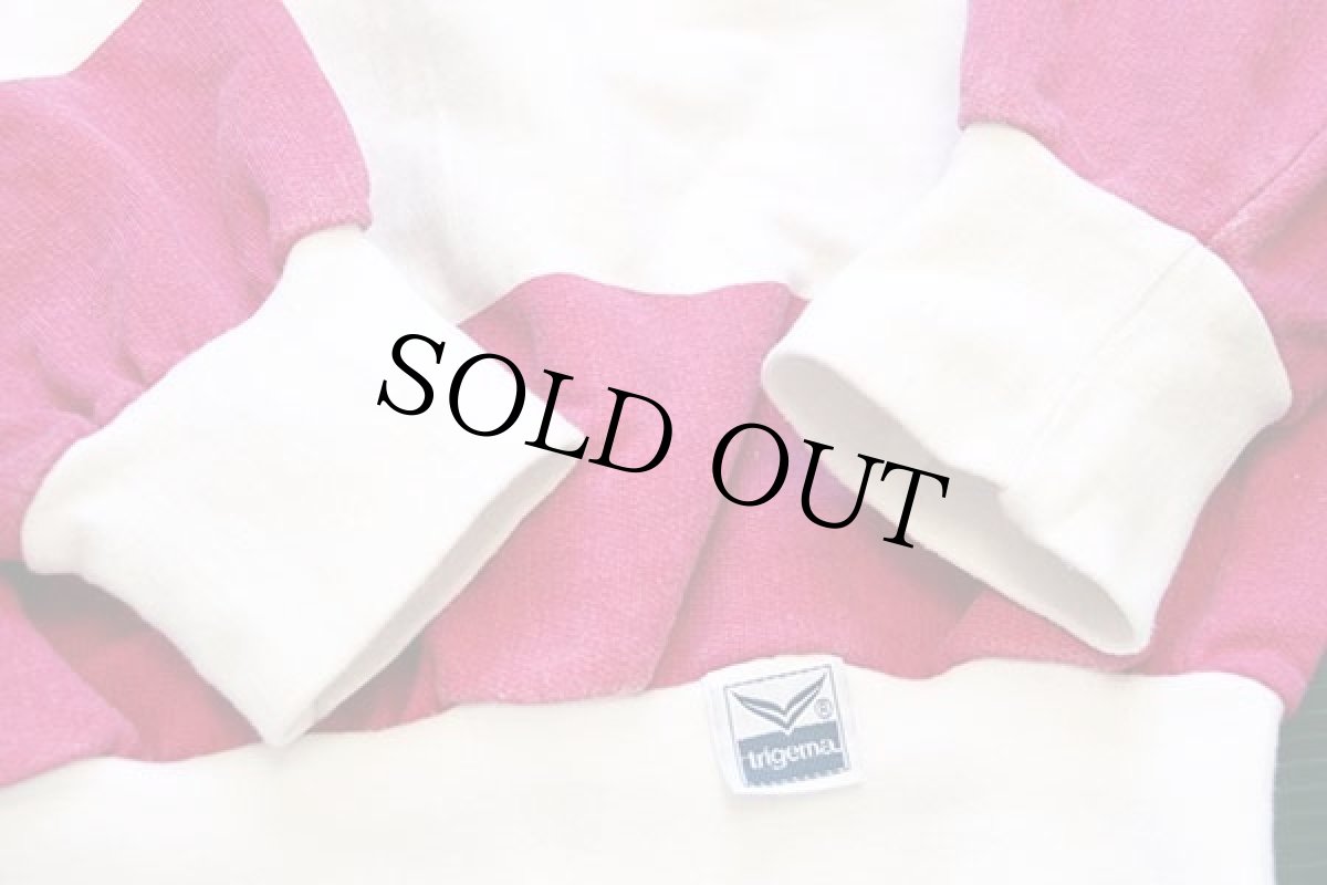 画像6: 80s 西ドイツ製 trigema 太ボーダー スウェット 白×ピンク M (6)