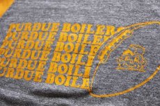 画像6: 70s USA製 PURDUE BOILERS EARL 両面プリント 七分袖 ラグランTシャツ 杢グレー×黄 (6)