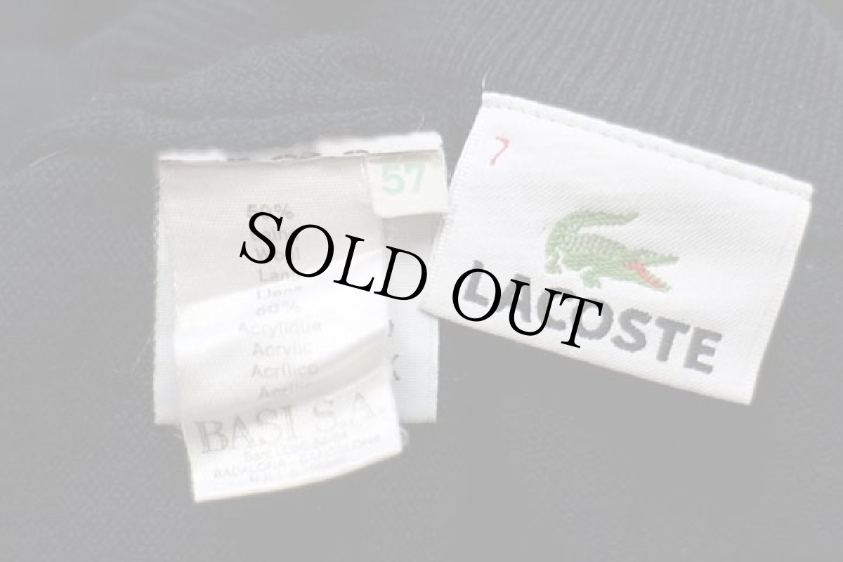 画像4: 90s LACOSTEラコステ ワンポイント ウール×アクリルニット セーター 紺 7 (4)