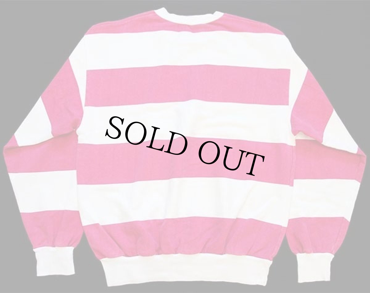 画像2: 80s 西ドイツ製 trigema 太ボーダー スウェット 白×ピンク M (2)
