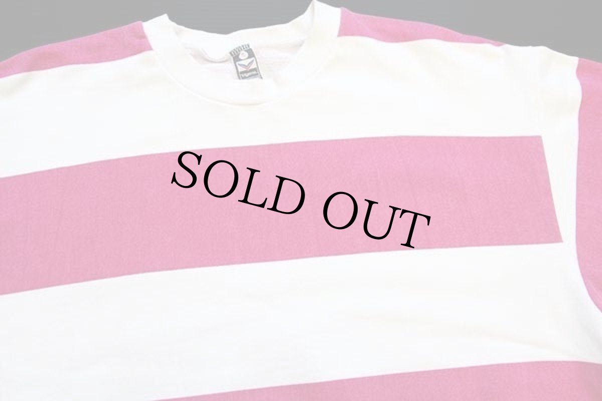 画像3: 80s 西ドイツ製 trigema 太ボーダー スウェット 白×ピンク M (3)