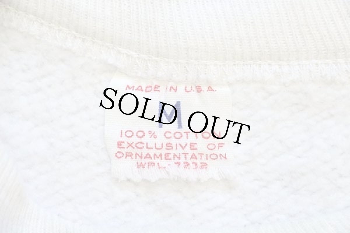 画像4: 50s USA製 RUSSELLラッセル 無地 前V コットン スウェット 杢ホワイト M (4)