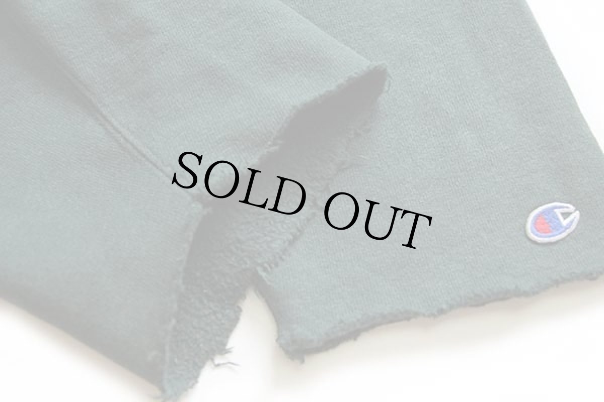 画像5: 90s USA製 Championチャンピオン スクリプト ビッグロゴ刺繍 カットオフ リバースウィーブ スウェット 緑 L (5)