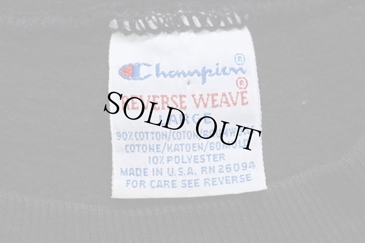 画像4: 90s USA製 Championチャンピオン スクリプト ビッグロゴ刺繍 リバースウィーブ スウェット 黒 L★106 (4)