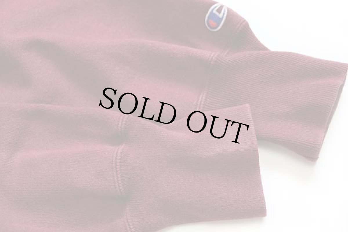 画像6: 90s USA製 Championチャンピオン スクリプト ビッグロゴ刺繍 リバースウィーブ スウェット バーガンディ フェード M (6)